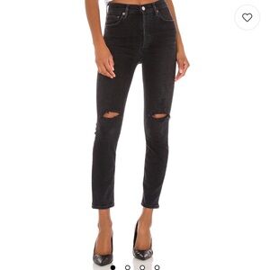 Agolde Nico High Rise Slim in Cassette Black Distressed Women’s Size 26 Revolve